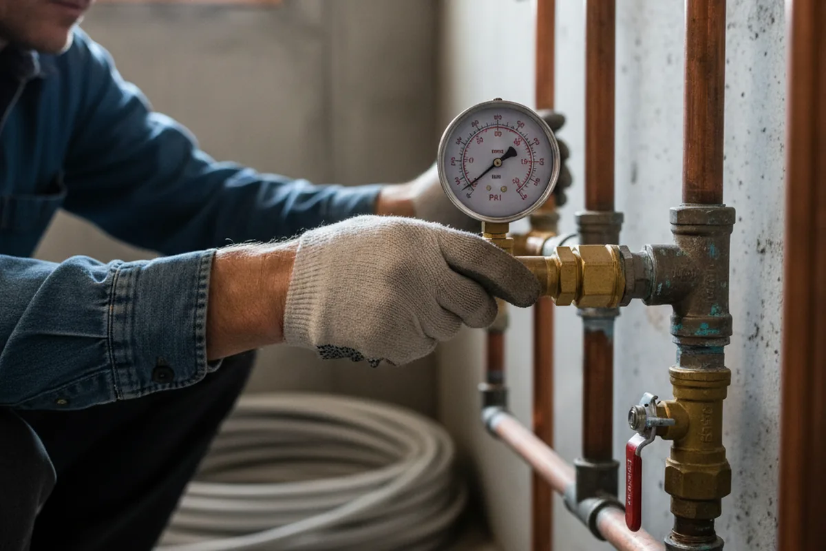 Pressure testing a repaired line during Water Line Repair in Los Osos